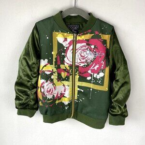 Coogi Lightweight Green Floral Graphic Track Jacket 4T